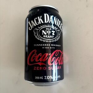 Jack Daniel's Coca-Cola Zero Sugar Empty 355mL Whiskey Can 7% Alc/Vol Collectibl
